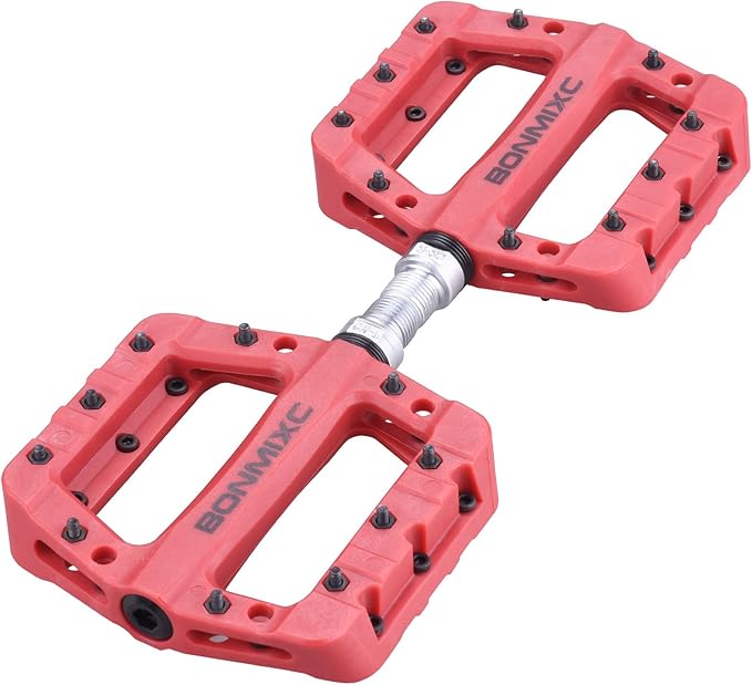 Mountain Bike Pedals Nylon Lightweight MTB Pedals Non-Slip Bicycle Pedals Large Platform Sealed Bearing 9/16” Thread