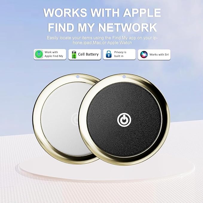 Bluetooth Tracker Item Finders Work for Apple Find My (iOS Only) APP GPS Tracker for Dogs Cats Luggage Keys Backpack Satchel Etc (Black*White, 2Pack)