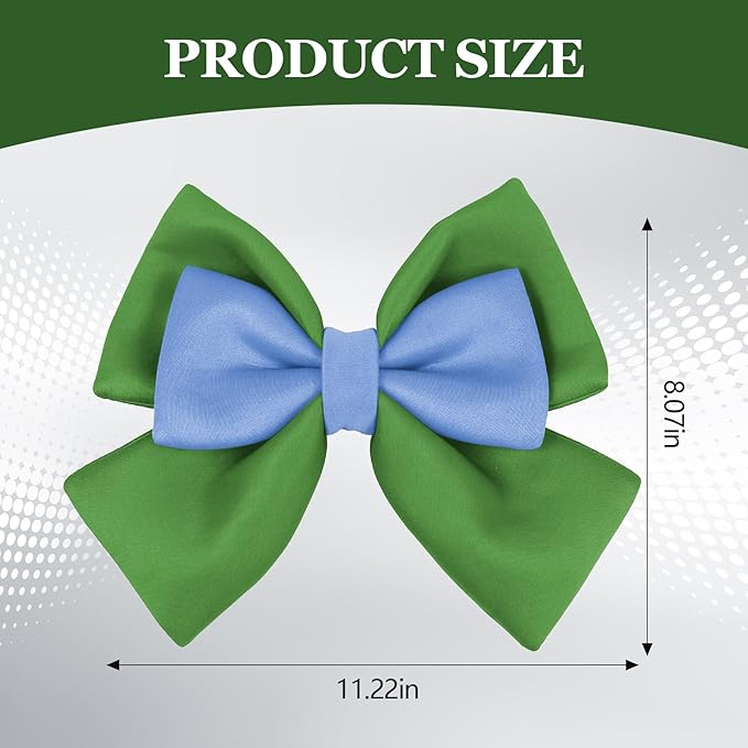 Bow Helmet Accessory, 8.07"x11.22" Stylish Motorcycle Helmet Bow Decoration for Women, Removable Cute Fashion Ribbon Bows Ornament for Motorcycle Scooter E-Bike Helmets (Green+Blue)