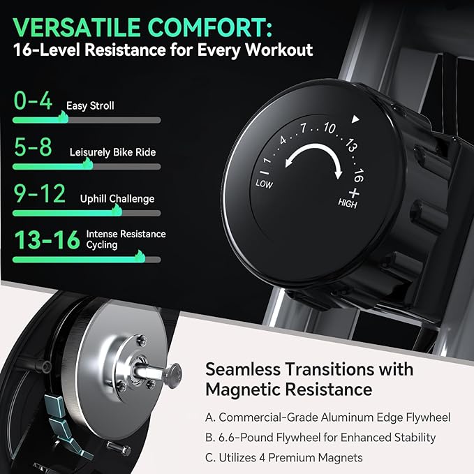 Folding Exercise Bike for Seniors, 5 IN 1 Foldable Stationary Bike with Tri-Position Ride, 300LBS Capacity and 6.6 LBS Magnetic Flywheel, Designed for Home Workout