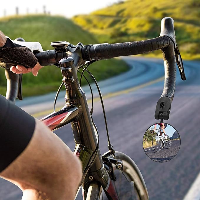 2 Pack Bicycle Rearview Mirror Bike Bar End Mirror Adjustable Bending Handlebar Bike Mirror Rotatable HD Bike Wide Angle Acrylic Convex Mirrors for Mountain Road Bicycle Moped Cycling