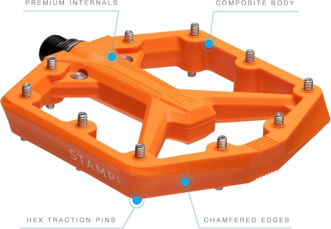 Crankbrothers Stamp Flat MTB Pedals - Size-Specific, Lightweight, Versatile, Durable Bike Pedals