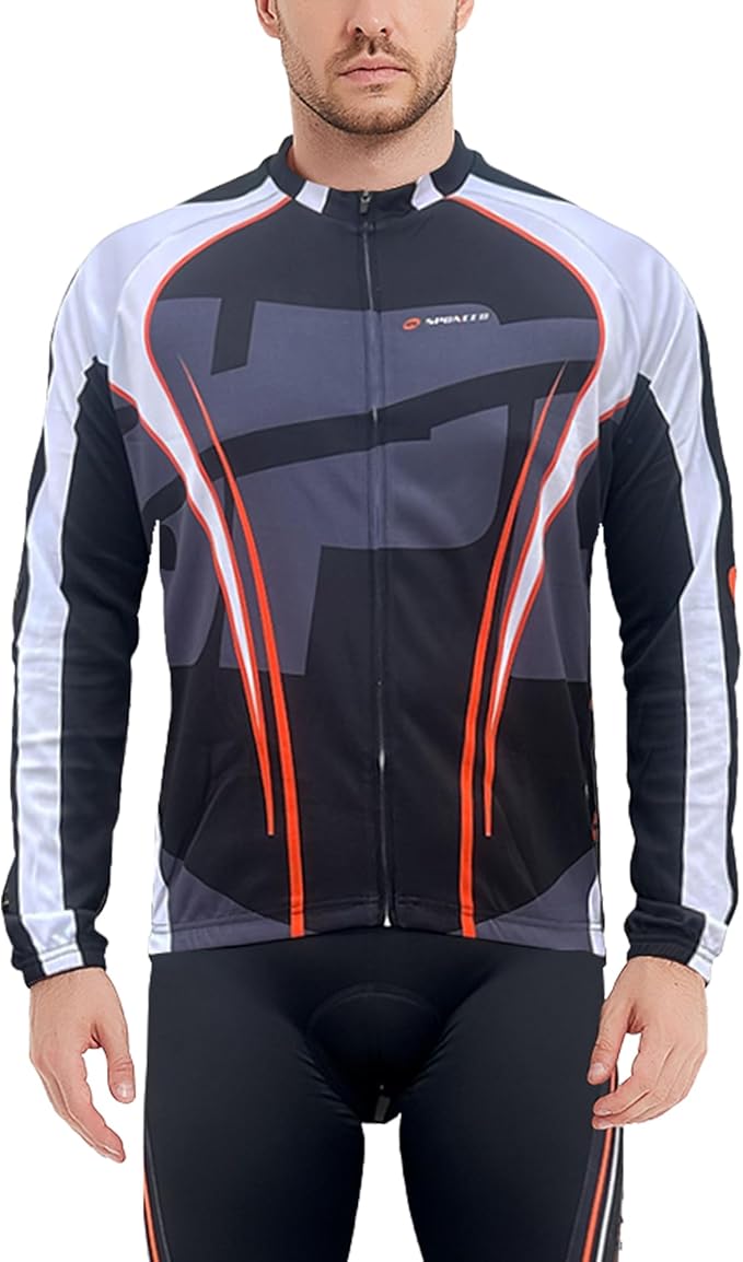 sponeed Men's Bicycle Shirts Long Sleeve Biker Jerseys Full Zipper Winter Cycling Gear Breathable