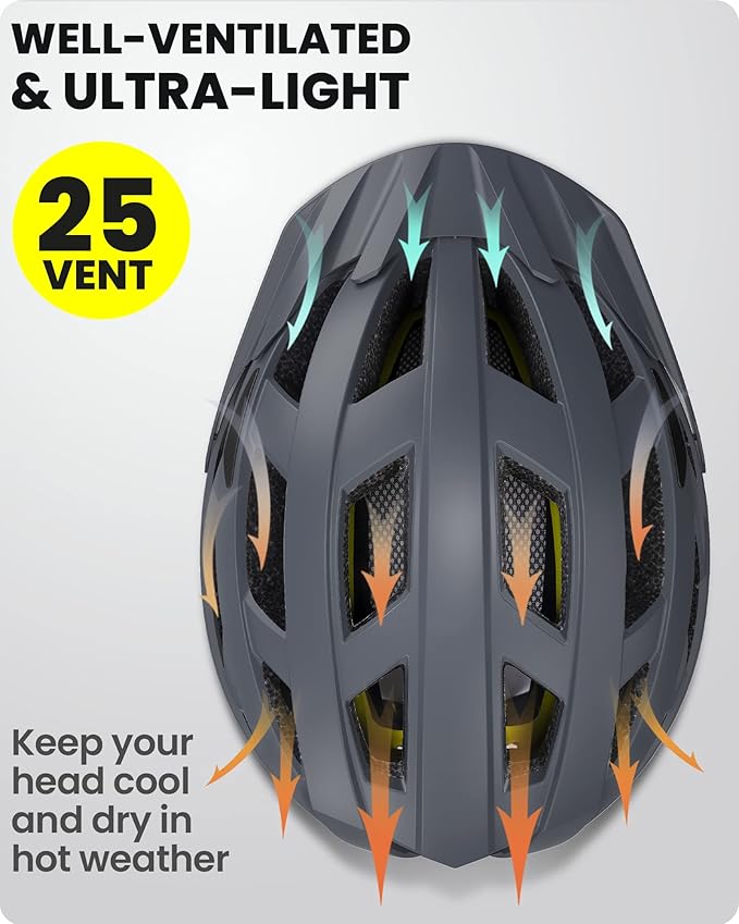 OutdoorMaster Gem Recreational MIPS Cycling Helmet - Two Removable Liners & Ventilation in Multi-Environment - Bike Helmet in Mountain, Motorway for Youth & Adult