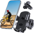 Bike Phone Mount Holder, Motorcycle Phone Mount for Scooter, Mountain, Dirt Bike, Stroller and Motorcycle, 360°Rotate Handlebar Phone Holder Compatible with iPhone & Android Smartphones from 4.7-7.2''