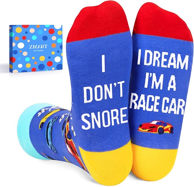 Zmart Funny Transportation Gifts - Race Car Train Motorcycle Tractor Bike Socks for Adult