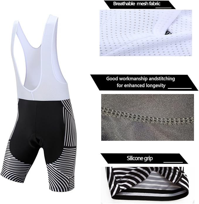 Coconut Ropamo CR Men's Cycling Jersey Set Road Bike Jersey Zipper Pocket Bib Shorts with 4D Padded Cycling Clothing Set