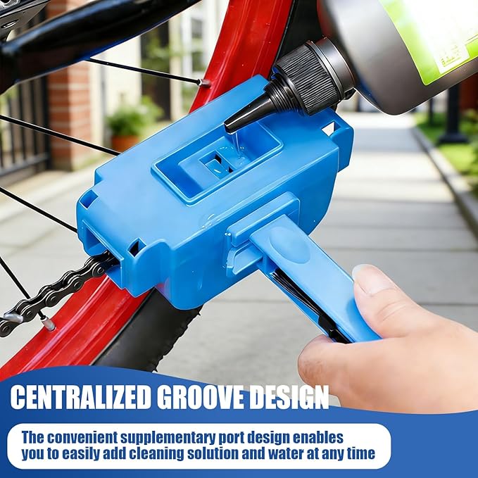 Nohumem] 5-in-1 Bike Chain Cleaner & Emergency Repair Tool Kit - Professional Bicycle Chain Scrubber, Gear Brushes, & 16-in-1 Multi-Tool - Complete Maintenance Set for Road, MTB, & E-Bikes(blue)