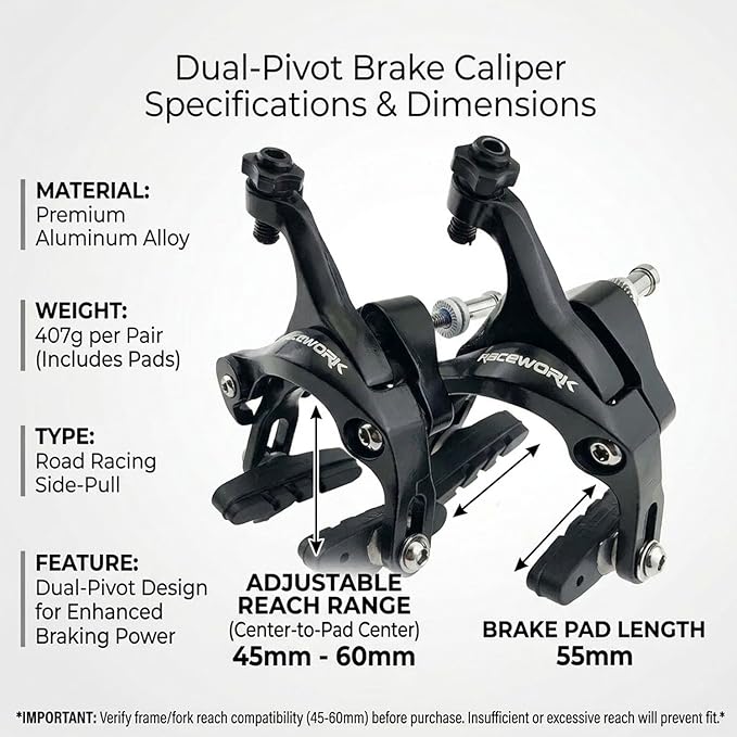 Double Pivot Road Bike Brakes - Aluminum Side Pull Caliper Set for Front and Rear C Shape,Rim Brakes for 700C Tires, Compatible with Standard Bike Brakes Specifications