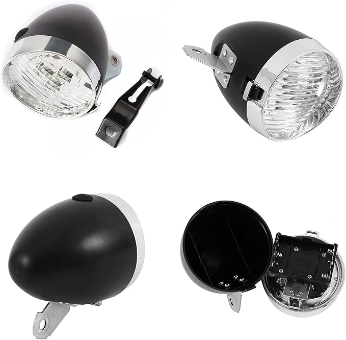Retro Bike Headlight for Night Riding - Vintage Bike Lights Front and Rear, Lowrider Bicycle Parts, Headlamp Flashlight, LED Bicycle Lights for Women, Beach Cruiser Accessories