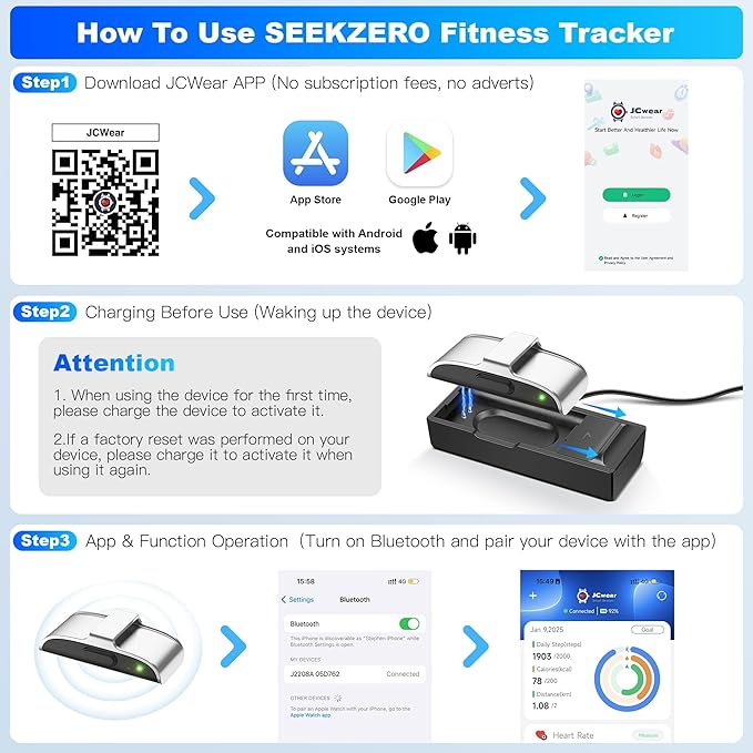 Fitness Tracker with Blood Pressure & Blood Oxygen Monitor, 24/7 Heart Rate Sleep Tracking, IP68 Waterproof Smart Watch, Step Calorie Counter, Activity Tracker for Men Women - No Subscription (Silver)