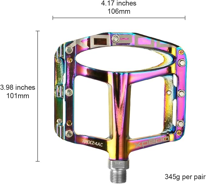 Xpedo Spry Flat Bicycling Pedals | Aluminum Body, 11mm Low-Profile, 106x100mm Platform, 28 Replaceable Steel Pins | MTB Trail/Enduro | Oil Slick