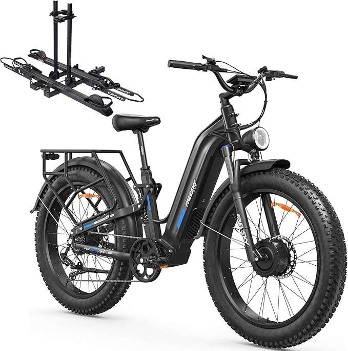 FREESKY Ranger AIR Dual Motor Electric Bike for Adults, 3500W 200NM Fast Ebike,105Miles Long Range E Bike,Full Suspension Electric Mountain Bike, 26'' Fat Tire Electric Bicycle for Man Womens Hunters