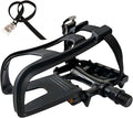 YBEKI All-Terrain Bike Pedals with Toe Clips & Adjustable Straps Dual-Purpose Resin/Alloy Bicycle Pedals 9/16" Spindle - Indoor/Outdoor Use for Exercise/Spin/Road Bikes MTB