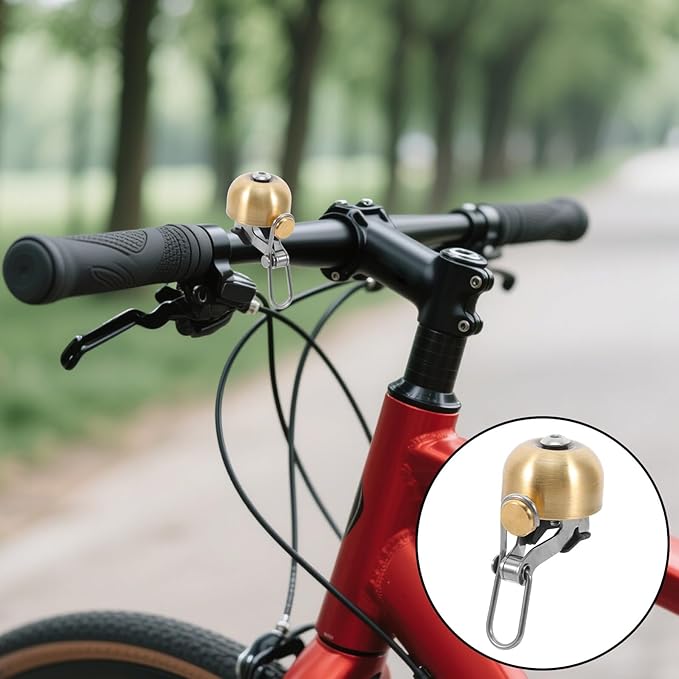Copper Bike Bell Vintage Cycling Bell with Loud Ring Brushed Copper Riding Horn for Mountain Folding and Electric Bikes