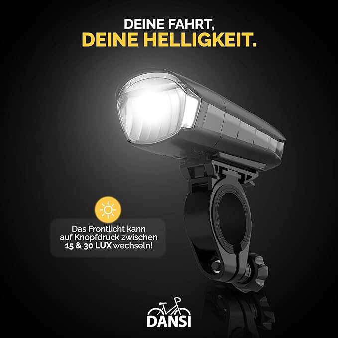 DANSI Bike Lights for Night Riding, Super Bright with Flashing Functions. Easy to Install Bike Light Set, Bike Accessories for Men Women Kids Road Mountain Cycling Bicycle Accessories Bicycle Light