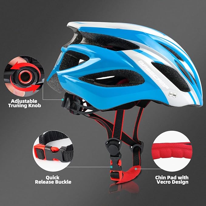 Basecamp Bike Helmet for Women Men with LED Safety Light Removable Sun Visor Lightweight Bicycle Helmet Adjustable Breathable Mountain & Road Cycling Helmets for Adult