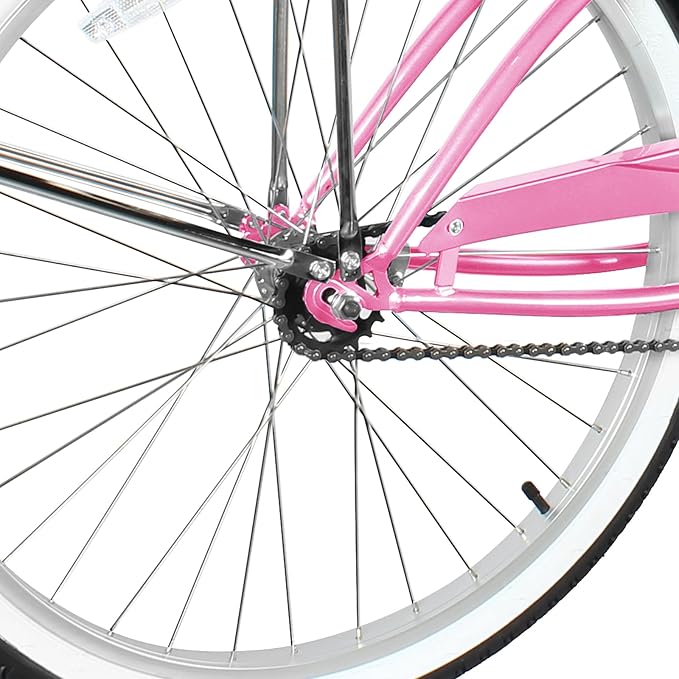 MICARGI 24/26 Inch Adult Cruiser Bicycle Hybrid Bike 1/7 Speeds Commuter Bike for Women, Men, Seniors,Step-Through or Step-Over Bike Steel Frame Multi Colors Style