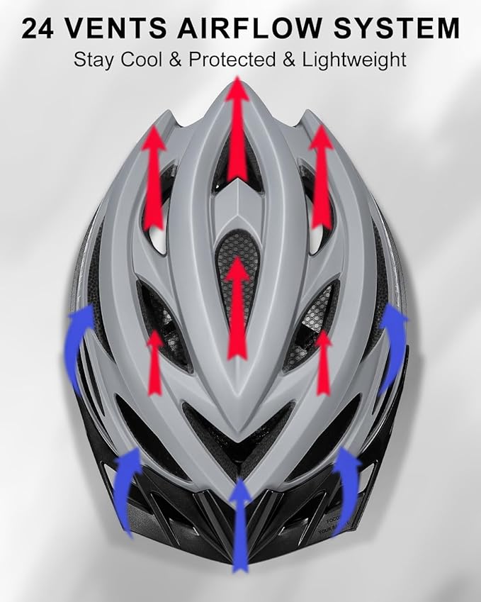 KINGBIKE Bike Helmet for Adult Men Women Youth Road Commute Mountain Cycling Helmets with USB Rechargeable Light Replaceable Padding and Visors Lightweight 20.4-23.6in