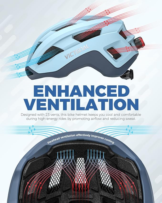 VICTGOAL Road Bike Helmet Adult Men Women with Detachable Magnetic Rear Light, Bicycle Helmet Adjustable Breathable Road Cycling Helmet for Road Mountain Riding