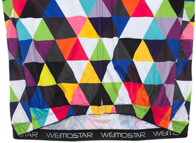 Weimostar Men's Cycling Jersey Short Sleeve Bike Clothing Multicolored Diamond