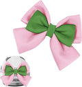 Bow Helmet Accessory, 8.07"x11.22" Stylish Motorcycle Helmet Bow Decoration for Women, Removable Cute Fashion Ribbon Bows Ornament for Motorcycle Scooter E-Bike Helmets (Pink+Green)