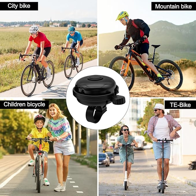 Classic Bike Bell for Adults, Aluminum Bicycle Bell, Loud Crisp Clear Sound Bicycle Horn Bike Accessories for Adult Bikes, Easy Installation, Use for Mountain Road and Commuter Safety
