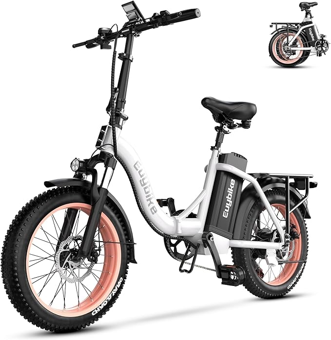 Folding Electric Bike for Adults and Seniors, 1000W Motor 48V 20AH Battery 30MPH 80 Miles, 20" Fat Tire All Terrain Ebike, 7-Speed Commuter E Bike, Step-Thru Electric Bicycle for Women and Teens