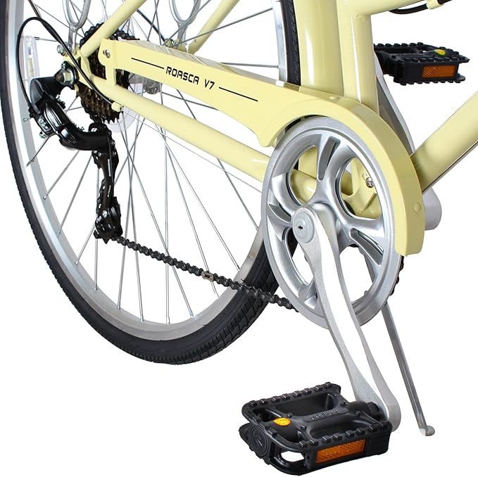 MICARGI 24/26 Inch Adult Cruiser Bicycle Hybrid Bike 1/7 Speeds Commuter Bike for Women, Men, Seniors,Step-Through or Step-Over Bike Steel Frame Multi Colors Style