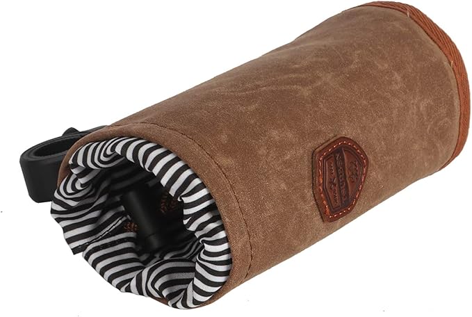 Tourbon Bike Handlebar Pouch Bicycle Water Bottle Drink Cup Holder - Canvas and Leather