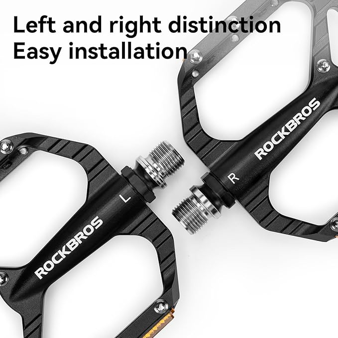 ROCKBROS Mountain Bike Pedals Aluminum 9/16" Sealed Bearing Lightweight Platform for Road Mountain BMX MTB Bike
