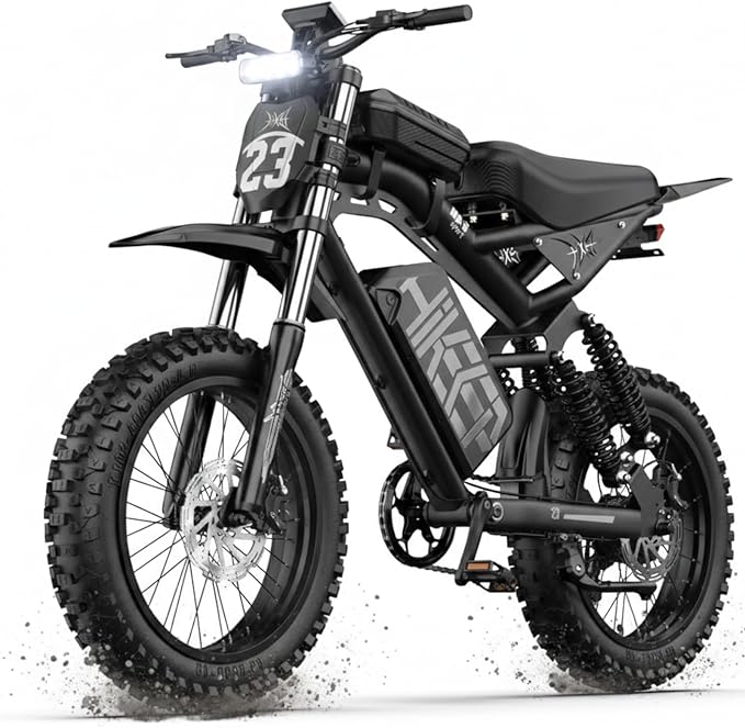 Electric Bike for Adults, 1500W-3000W Peak Ebike with Full Suspension, 20" x 4.0 Fat Tire Retro Scrambler Moped Style, 48V/52V Long Range All-Terrain Electric Bicycle, UL 2849 Certified