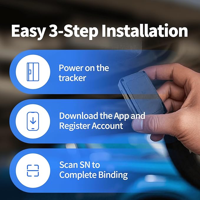 GPS Tracker for Vehicles, No Monthly Fee, No Subscription, Real-Time Location, Long Battery Life, Hidden Magnetic Tracking Device for Cars, Trip History, GeoFence, Driving Alerts, Global Coverage