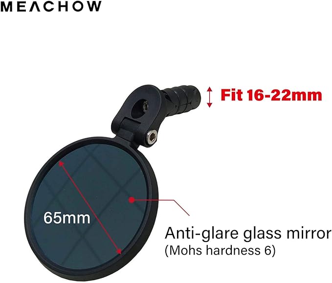 MEACHOW Bar End Bike Mirror [Upgraded Version] Scratch Resistant Glass Lens,HD,Safe Rearview Mirror,ME-001