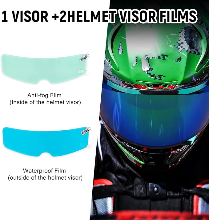 XINGWU Motorcycle Helmet Visor Replacement for Tinted C10 Helmet Visor with Anti-fog Rainproof Film UV Protection Face Shield (Deep Black)