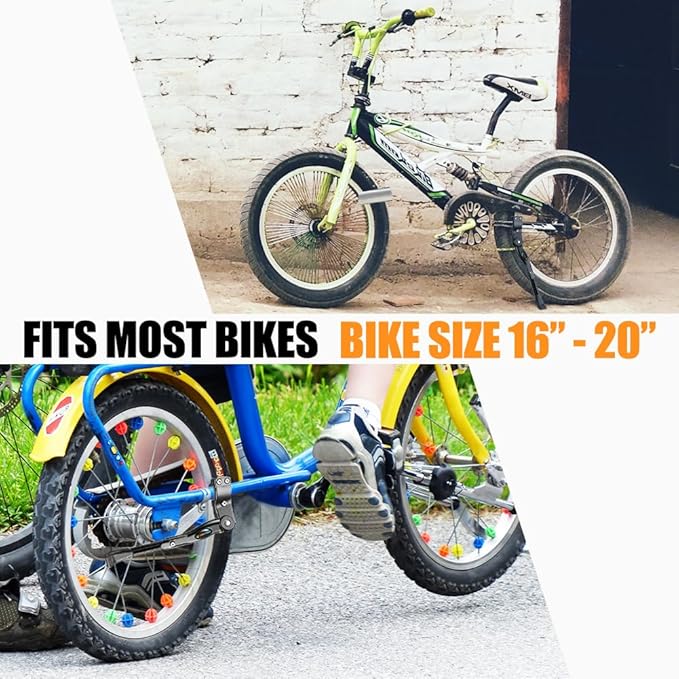 Bike Kickstand Adjustable Aluminium Alloy children Bicycle Kickstand Bike Side Kickstand Fit for 16" 18" 20" Kids Bike stand/Road Bike/BMX/MTB (Black for 16-18-20 inch bike)