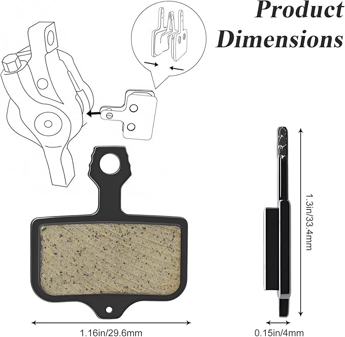 4 Pairs Bike Brake Pads, MTB Disc Brake Pads with Installation Tools, Compatible for Sram Avid Elixir E1 E3 E5 E7 E9 ER CR XO XX DB1 DB3 DB5, Compatible for Nutt Hydraulic Disc Brakes