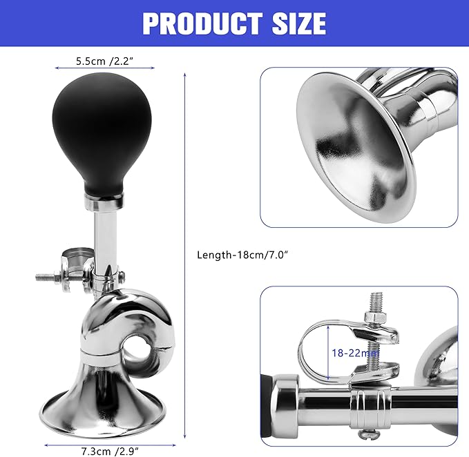 Coolrunner Bugle Horn, Retro Clown Horn, Kids Bike Horn, Classic Vintage Metal Twist Loudspeaker Siren Hooter Snail Air Horn for Vehicles Bicycles Golf Cart