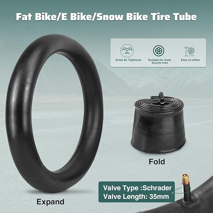 20x3.0(76-406) Electric Bike Tire 20 x 3 Fat eBike Tires 20 x 3 Bike Tires Heavy Duty High-Performance Wear-Resistant E-Bike Mountain Snow 20x3 Bicycle Tires，1/2 Tires 1/2 Tubes/ 2 Levers