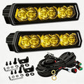 YCHOW-TECH Amber 6 Inch LED Light Bar, 2PCS 120W Single Rows Spot Beam Slim LED Pods Fog Light Assembly Work Off Road Driving Backup Light for Truck ATV SUV UTV Motorcycle Boat