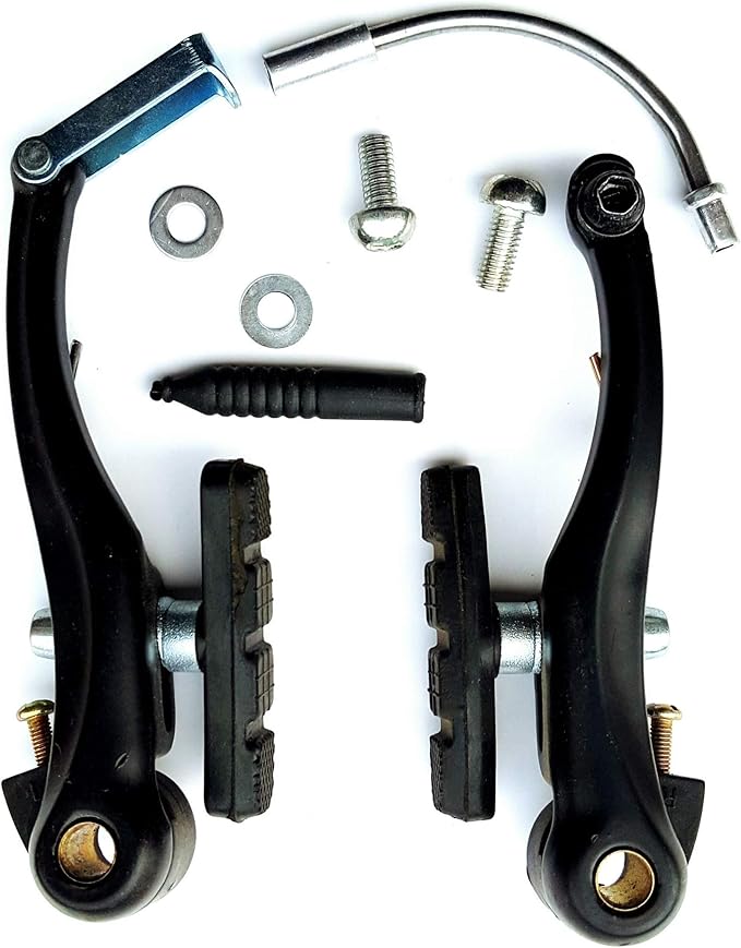 Free-fly 1 Pair Bike Brakes Mountain Bike V Brakes Set, Including V Brake for Front and Rear Wheel, Fit for Most Bicycle, Road Bike, MTB, BMX