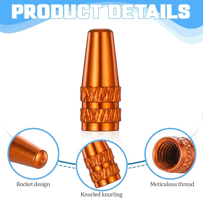 40 Pieces Presta Valve Caps, 10 Colors Bike Valve Cap, Aluminum Presta Valve Cover for Presta/French Valves Bike Tire Caps MTB Road Racing Bicycle, Hybrid Bike, Fat Bike, E-Bike, Rocket Style