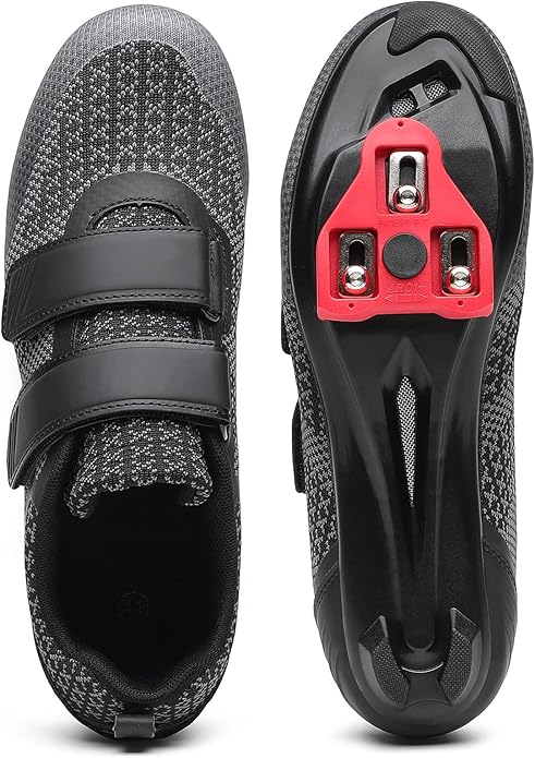Unisex Road Bike Cycling Shoes Compatible with Peloton Shimano SPD Bike Riding Shoes for Men Women, 3 Straps, Pre-Installed Delta Cleats for Indoor Outdoor Cycling Biking