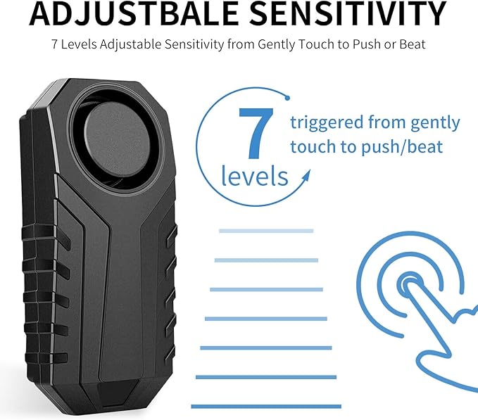 Bicycle Alarm System Anti Theft,USUPERINK Bike Alarms for Ebikes,113dB Bike Alarm,IP65 Waterproof,7 Levels of Sensitivity Adjustment,Suitable for Bicycles,Motorcycles,Electric Scooters,Ebike,8PK