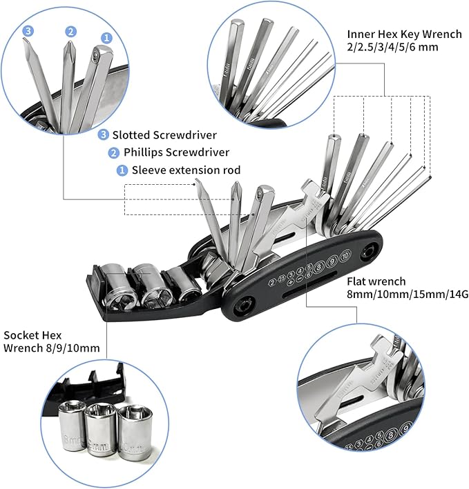 21-PC Bike Repair Kit with Saddle Bag | Portable Emergency Bike Fix Kit for Road & Mountain Bikes | Includes Tire Levers, Patches & Gloves | Perfect for Commuting, Travel & Trail Riding