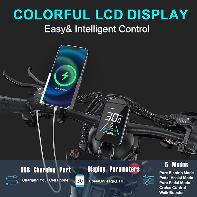 1000W/2000W Dual Motor Electric Bike for Adults Women Men, 26'' Fat Tire Electric Bicycle, 48V 30AH 30MPH Full Suspension Ebike, 120Miles Long Range Snow Off Road Commuter Mountain E-Bike