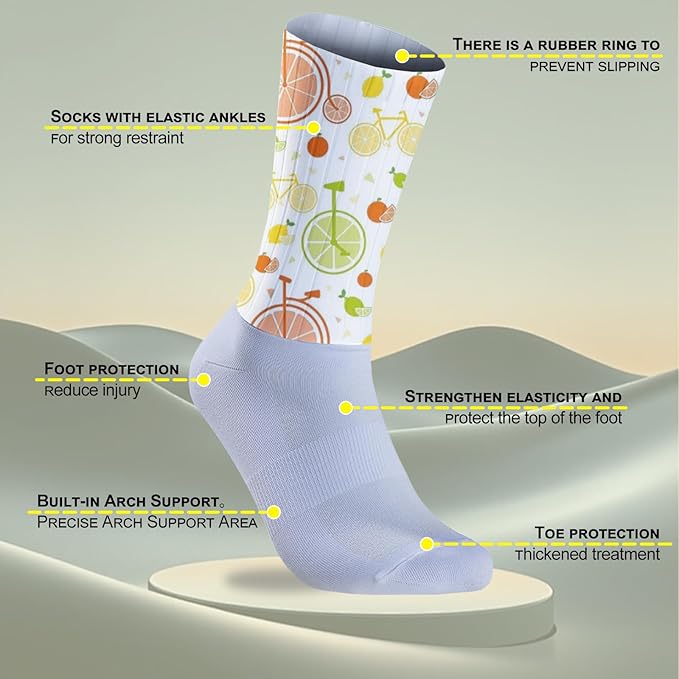 Cycling Socks Athletic Crew Socks Breathable Cushioned Compression Running Hiking Socks For Mens Womens