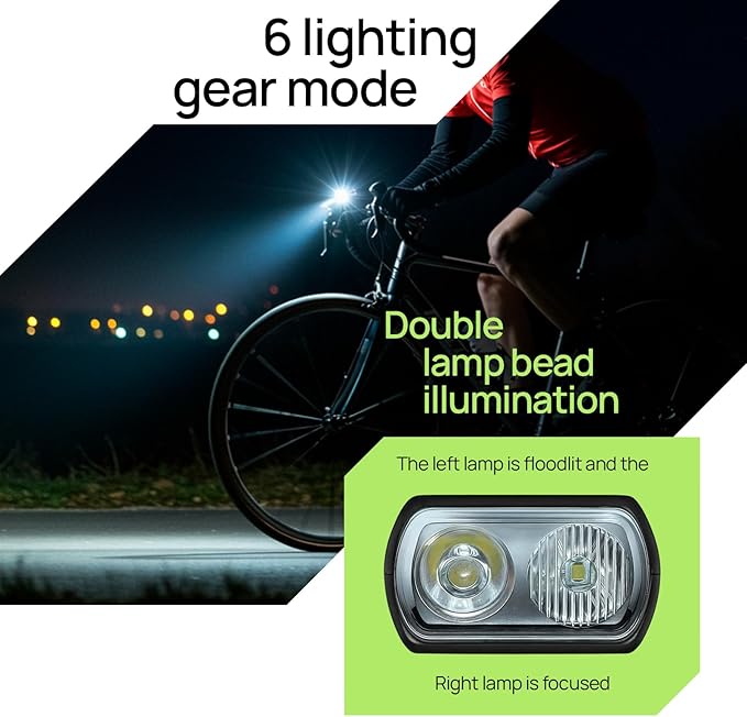 Smart Bike Lights Front and Back, R15 Kit, USB C Rechargeable with Auto Brake Sensing, 500 Lumen Waterproof Bicycle Headlight & Tail Light Set for Night Riding, Long Battery Life for Cycling Safety