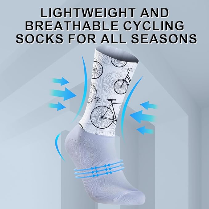 Cycling Socks Athletic Crew Socks Breathable Cushioned Compression Running Hiking Socks For Mens Womens