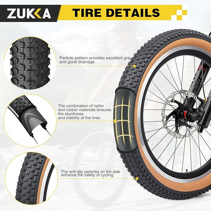 ZUKKA Bike Tire 20/24/26/27.5/29 x 2.125 Bike Tire 2 Pack Mountain Bike Tire Folding Replacement Tire for MTB Mountain Bike, Kids